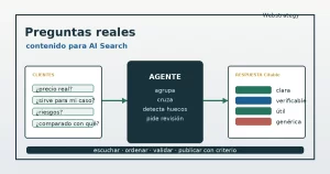 Contenido para AI Search creado desde preguntas reales de clientes, revisado por agentes de IA y criterio humano